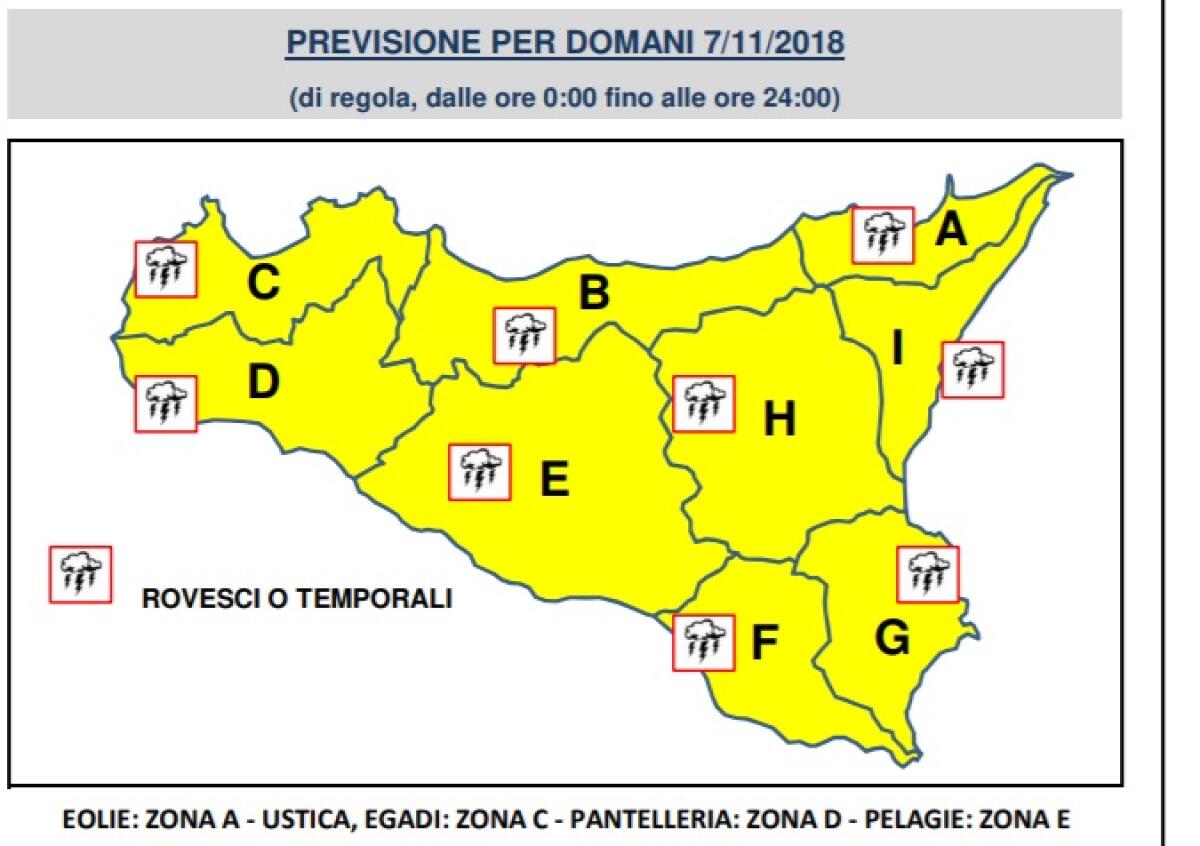 DOMANI ALLERTA GIALLA PER LA SICILIA - 
