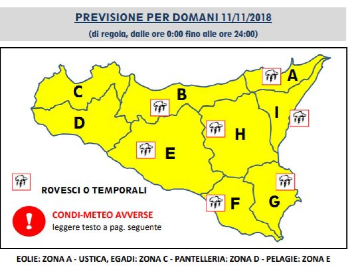 "ALLERTA GIALLA" PER DOMANI IN TUTTA LA SICILIA - 
