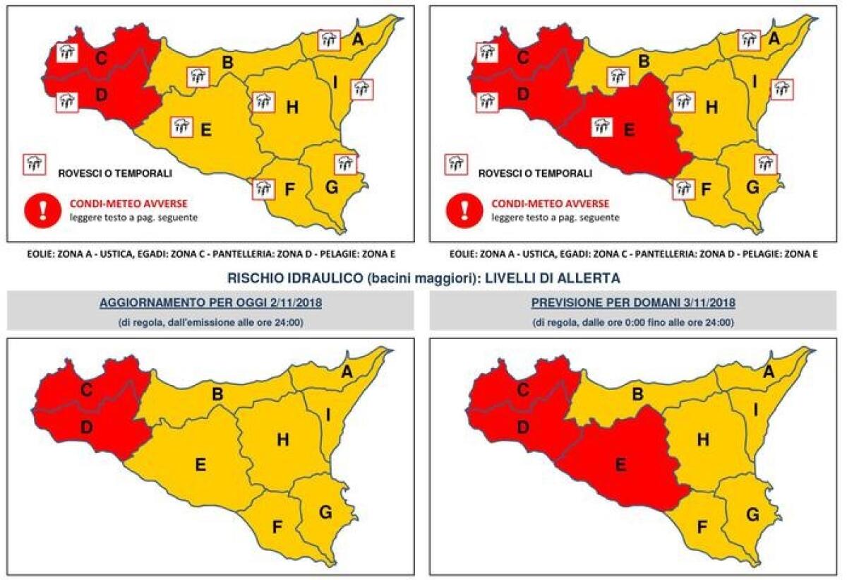 METEO: SICILIA OVEST, ALLERTA ROSSA ARANCIONE NEL RESTO DELLA SICILIA - 