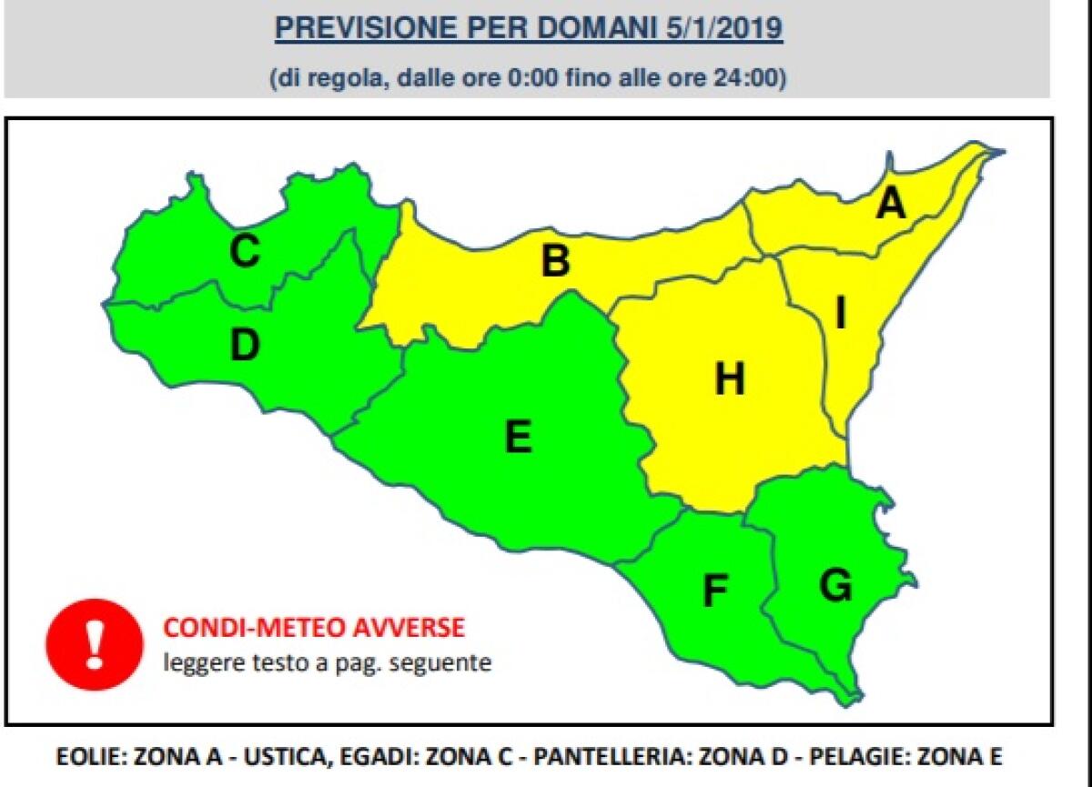 "ALLERTA GIALLA" PER LA GIORNATA DI DOMANI, VENTI FORTI E NEVICATE - 