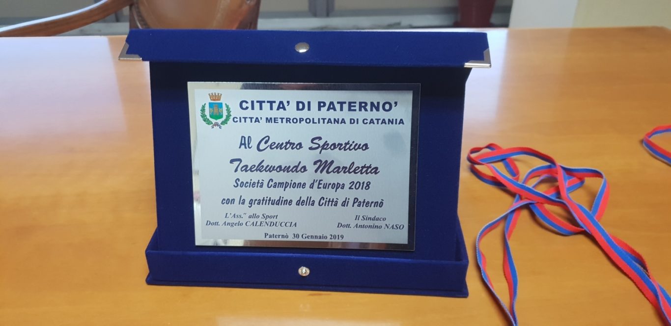 PREMIATI DAL SINDACO I GIOVANI DEL CENTRO SPORTIVO TAEKWONDO MARLETTA