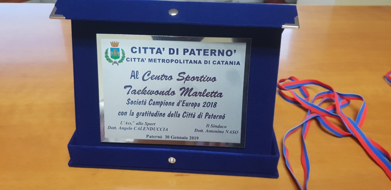 PREMIATI DAL SINDACO I GIOVANI DEL CENTRO SPORTIVO TAEKWONDO MARLETTA