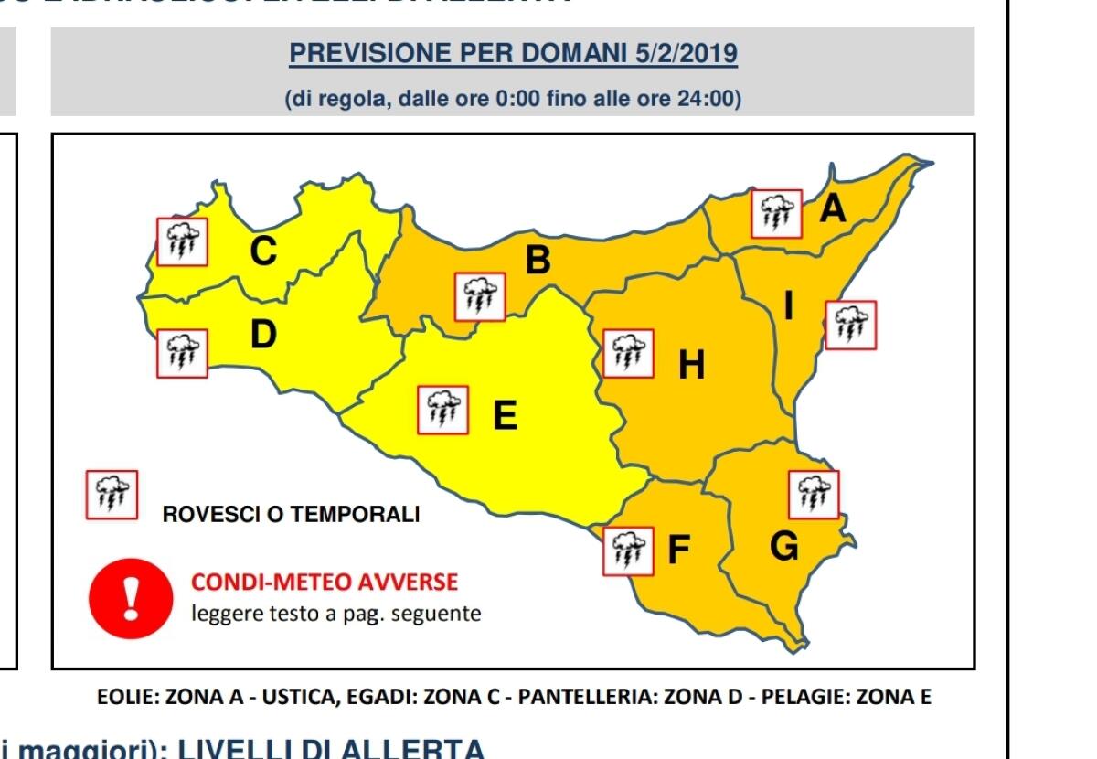 ALLERTA ARANCIONE PER LA GIORNATA DI DOMANI - 