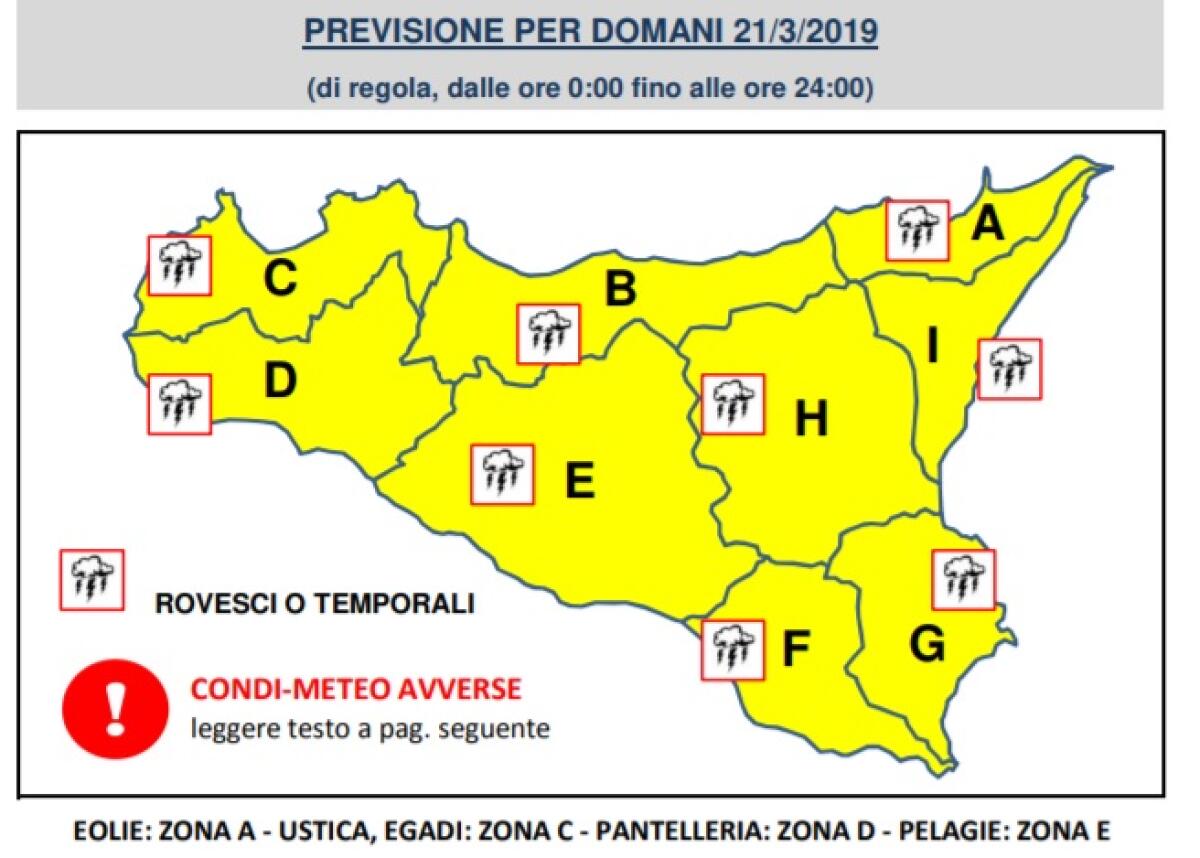 METEO: “ALLERTA GIALLA” PER DOMANI IN TUTTA LA SICILIA - 