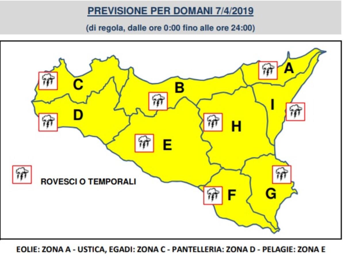 DOMENICA DI "ALLERTA GIALLA" IN TUTTA LA SICILIA - 