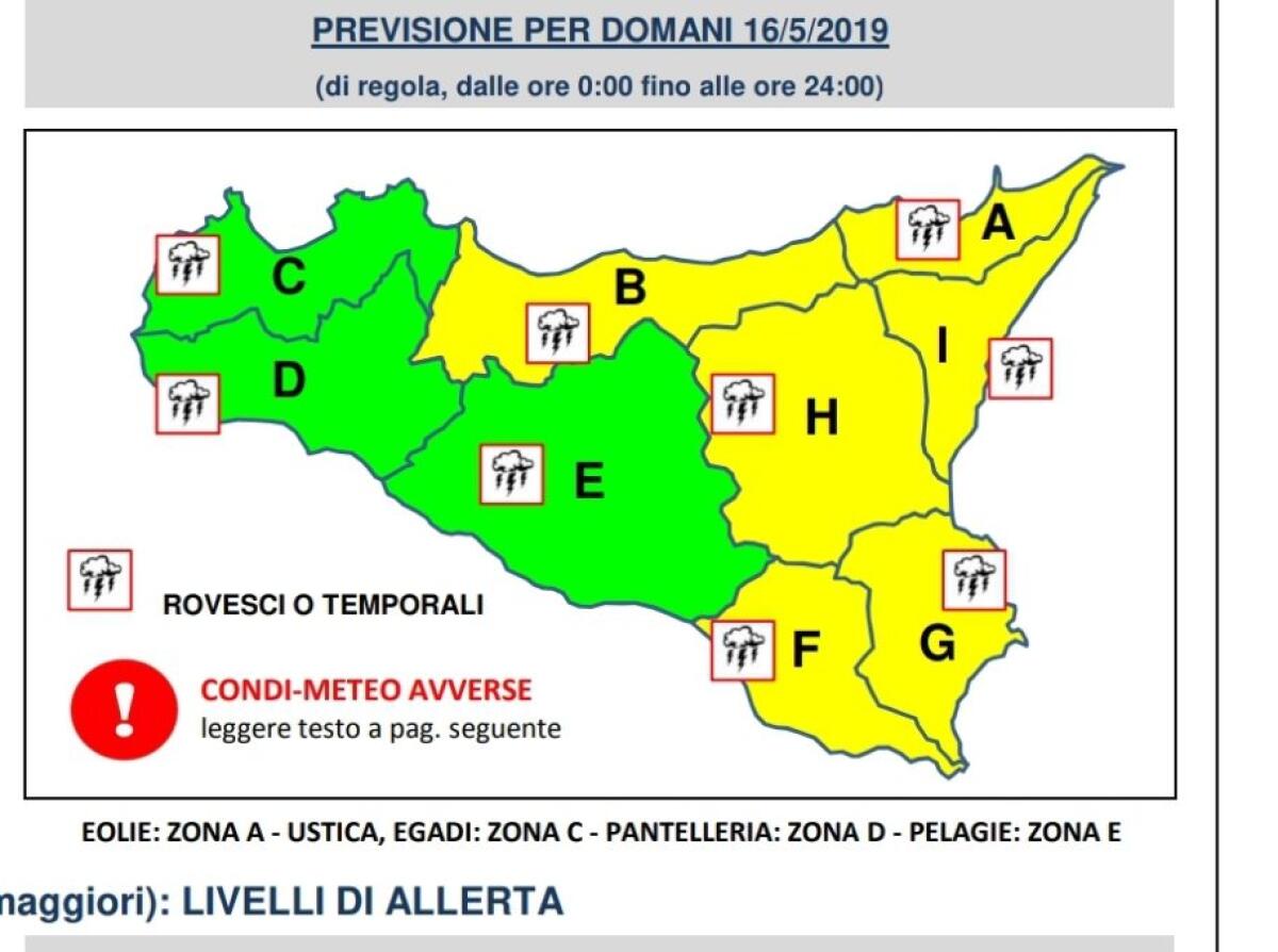 ALLERTA GIALLA PER LA GIORNATA DI DOMANI - 