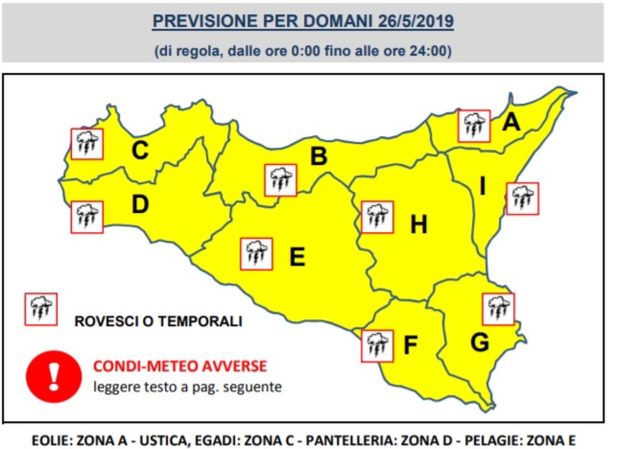 ALLERTA METEO GIALLA DA DOMANI PER 24-36 ORE - 