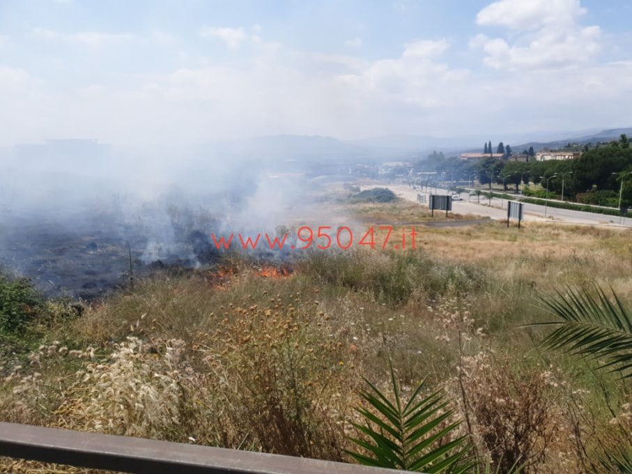 PATERNÒ: STERPAGLIE A FUOCO AL CORSO ITALIA, SUL POSTO I VIGILI DEL FUOCO