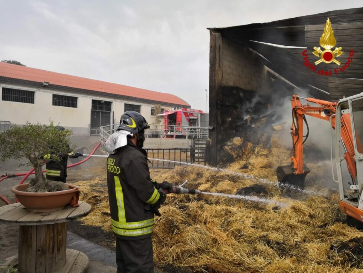 ACI CATENA, UN INCENDIO HA DISTRUTTO UN FIENILE SESSANTA BOVINI IN PERICOLO SALVATI DAI POMPIERI - 