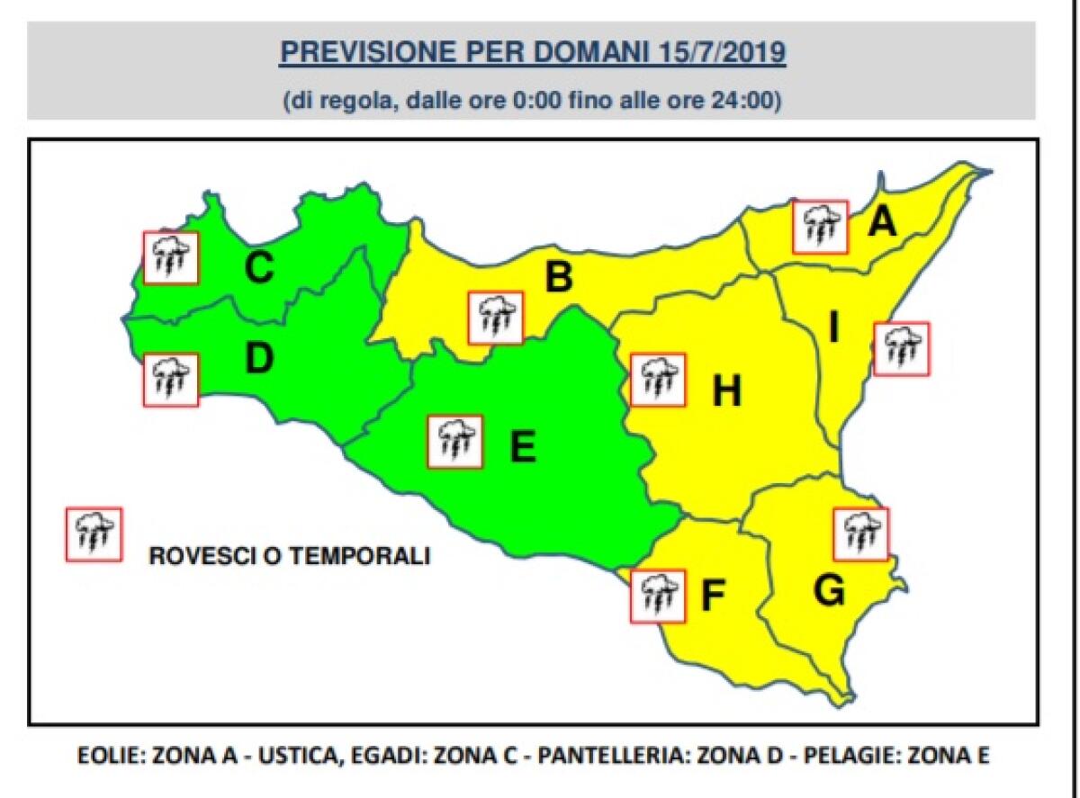 TORNA IL MALTEMPO, ALLERTA GIALLA PER LA GIORNATA DI DOMANI 15 LUGLIO - 