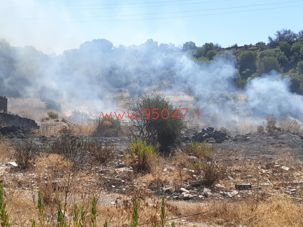 PATERNO’: BRUCIANO STERPAGLIE IN VIA UNITÀ D'ITALIA, INTERVENTO DEI VVF