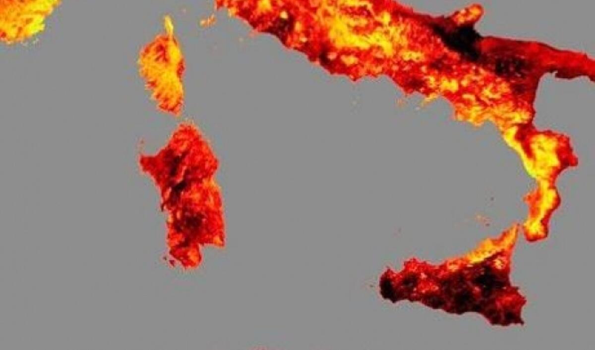 IN SICILIA IL SATELLITE REGISTRA PUNTI DI SUPERFICIE A 50 GRADI - 