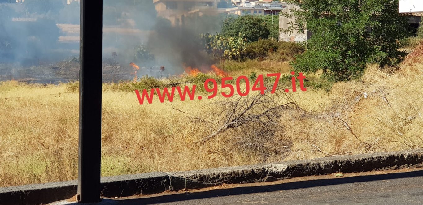 PATERNÒ: STERPAGLIE IN FIAMME VICINO ALLE POMPE DI BENZINA