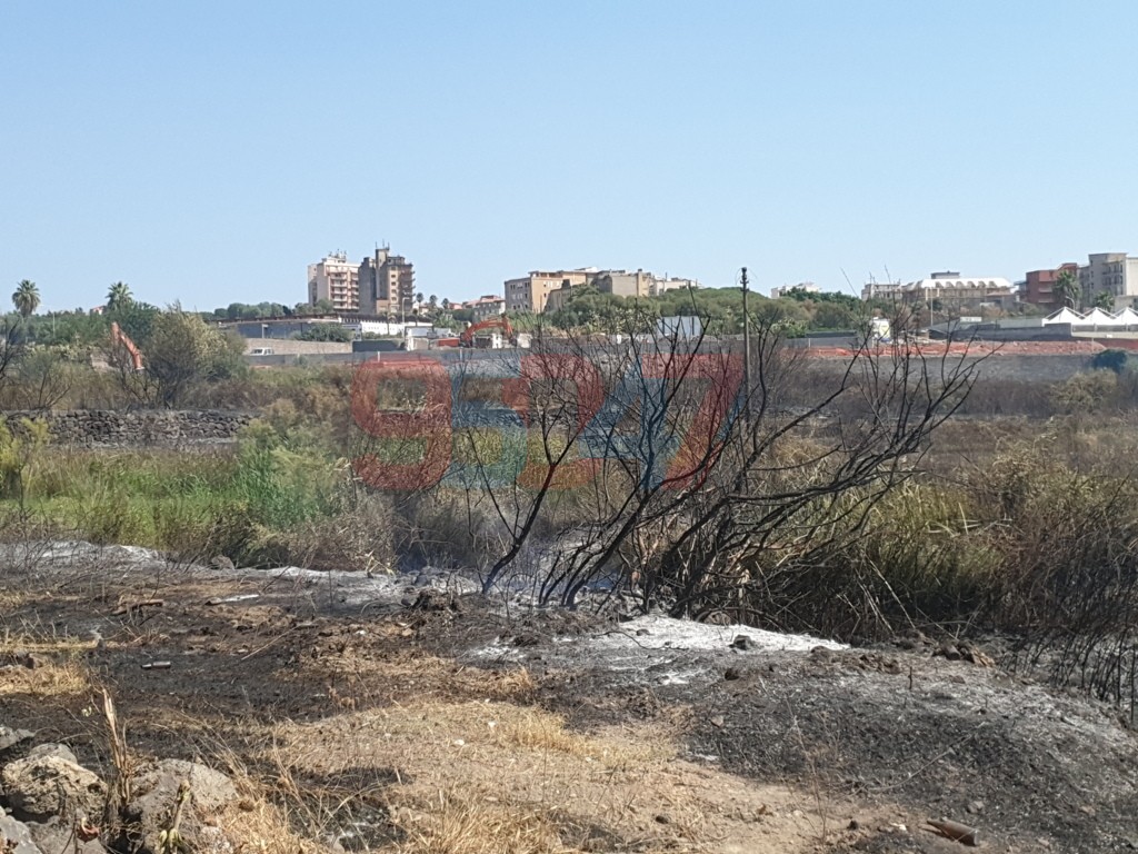 PATERNÒ: AMPIO INCENDIO DI STERPAGLIE IN ZONA SALINELLE - DENSA COLONNA DI FUMO GRIGIO