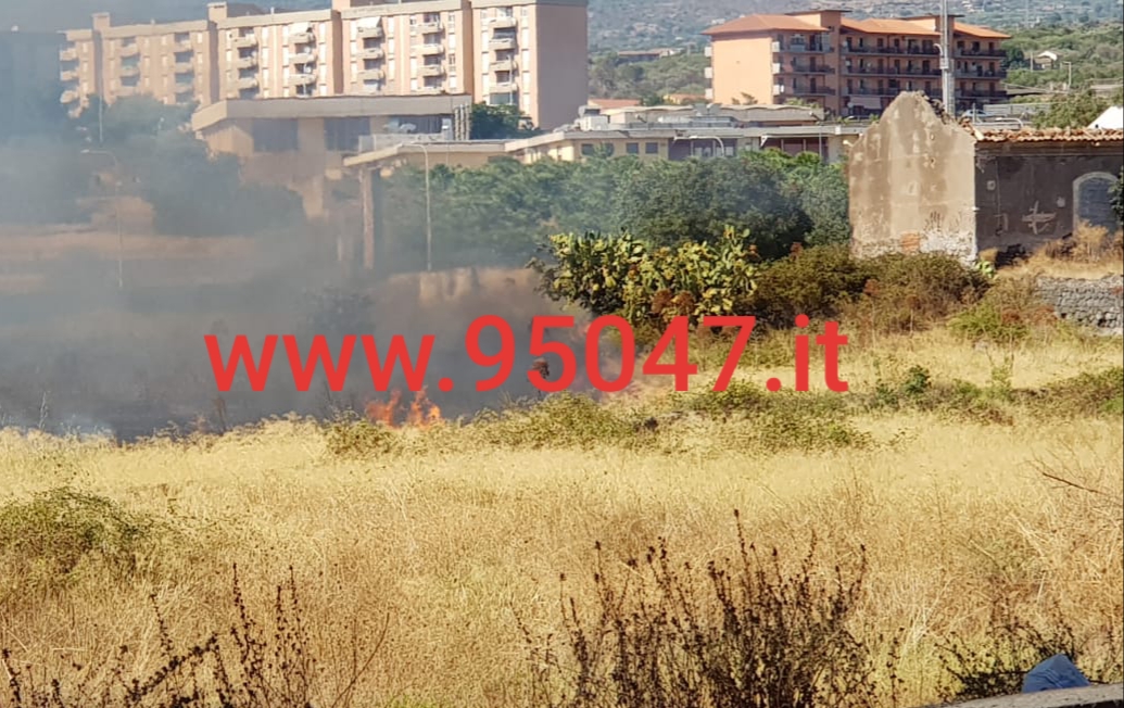 PATERNÒ: STERPAGLIE IN FIAMME VICINO ALLE POMPE DI BENZINA