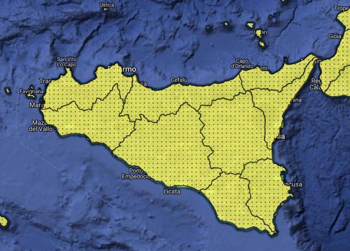 METEO: ALLERTA GIALLA PER TUTTA LA SICILIA PER LA GIORNATA DI DOMANI - 