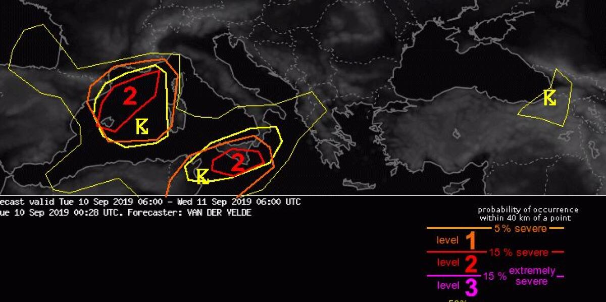 ALLERTA ESTOFEX, NUBIFRAGI, FORTE VENTO E GRANDINE DI GRANDI DIMENSIONI POSSIBILI IN SICILIA - 