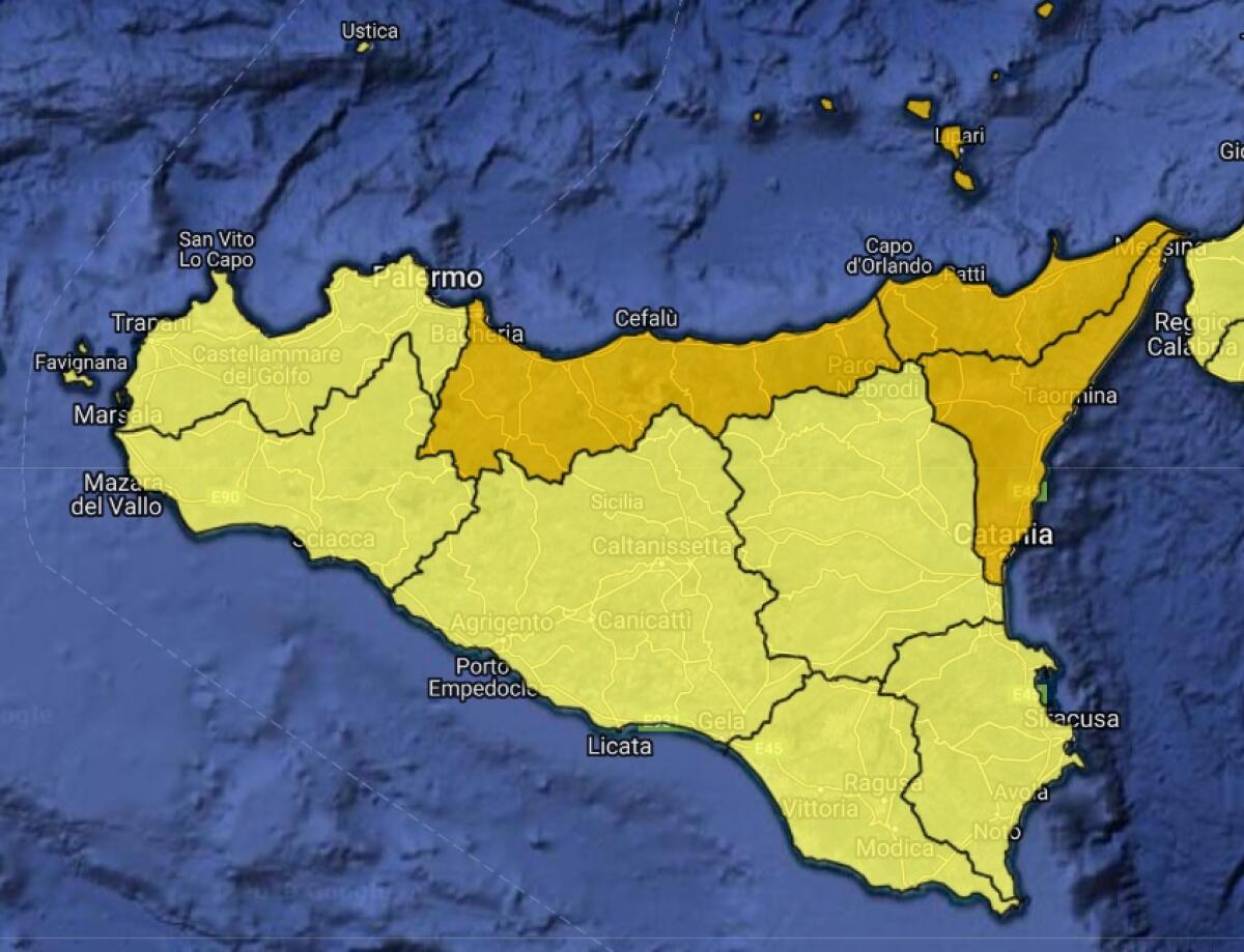 ALLERTA METEO ARANCIONE E GIALLA DOMANI IN SICILIA - 