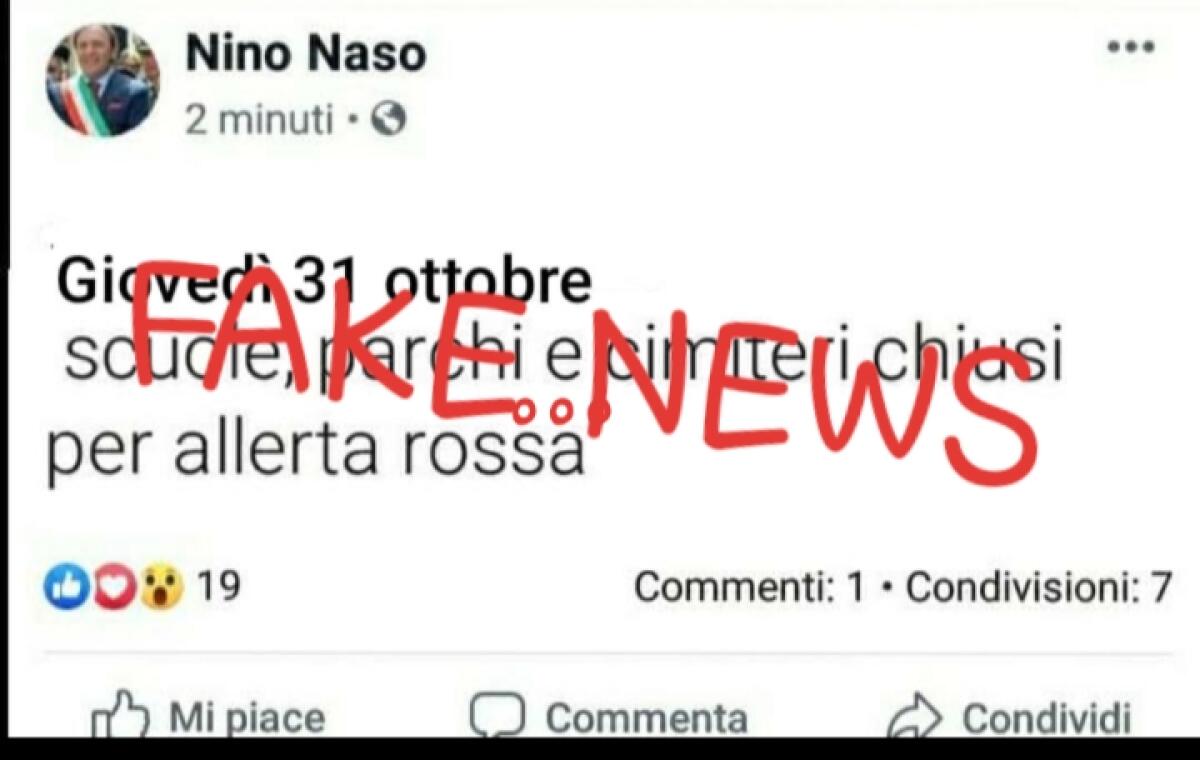 "SCUOLE CHIUSE DOMANI", MA IL POST DEL SINDACO È UN FALSO - 
