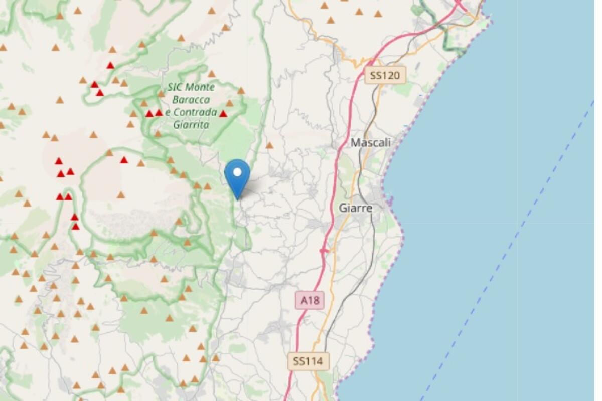 TERREMOTO DI MAGNITUDO 3.3 NELLA NOTTE CON EPICENTRO MILO - 