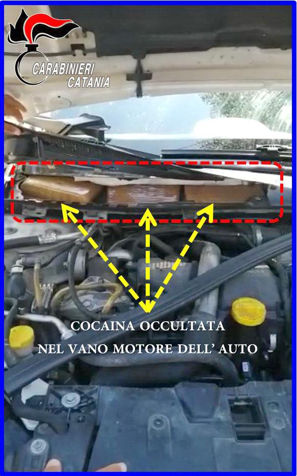 CATANIA. INTERCETTATO CORRIERE DELLA DROGA: SEQUESTRATI 6 KG DI COCAINA PURA PER UN VALORE DI OLTRE 600.000 EURO