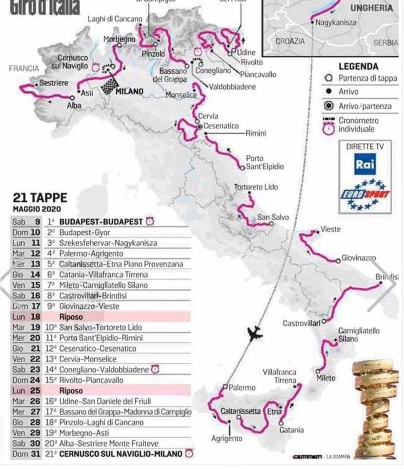 CICLISMO, IL GIRO D’ITALIA TORNA IN SICILIA: TRE TAPPE IN SICILIA