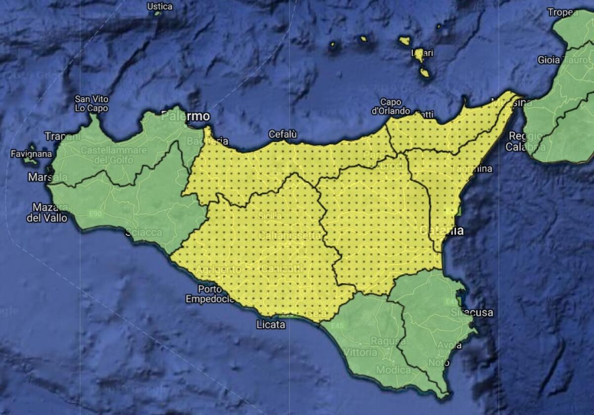 NUOVA ALLERTA METEO GIALLA PER LA SICILIA: - 