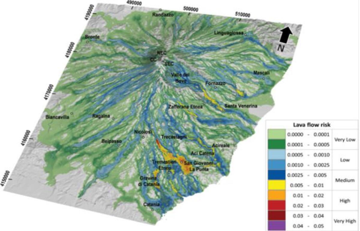 ETNA, ECCO LA MAPPA DEL RISCHIO: L’AREA “ROSSA” È IL FIANCO SUDEST - 