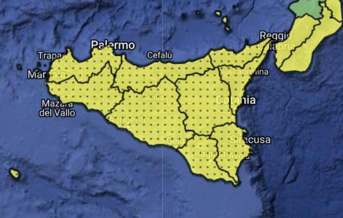 SABATO DI ALLERTA METEO GIALLA ,DIRAMATO IL BOLLETTINO METEO DELLA PROTEZIONE CIVILE - 