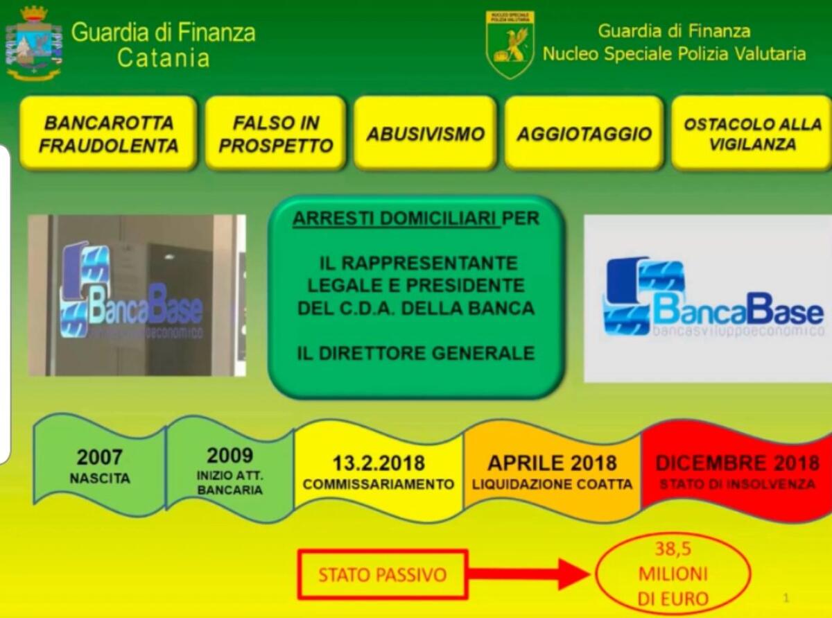 BANCA BASE, BANCAROTTA FRAUDOLENTA: 2 ARRESTI E 18 INDAGATI - 