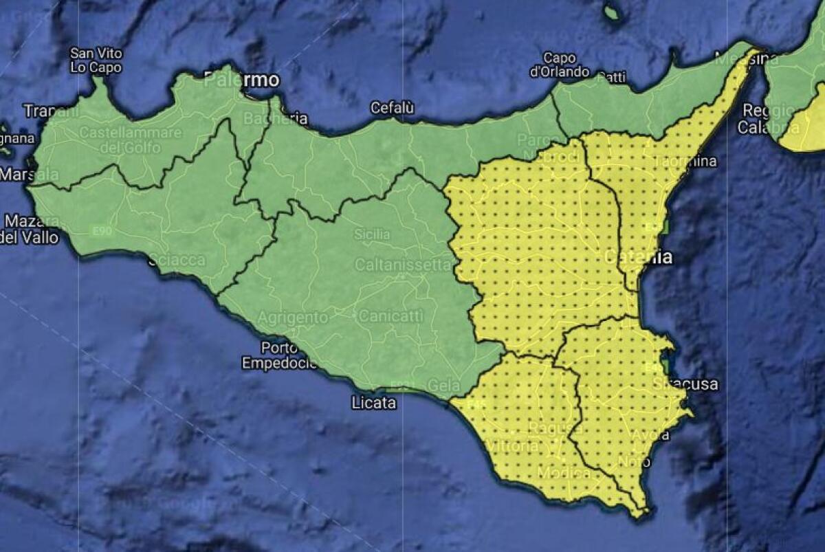 IN ARRIVO PIOGGE E FORTI VENTI: ALLERTA GIALLA SU CATANIA, MESSINA, SIRACUSA E RAGUSA - 