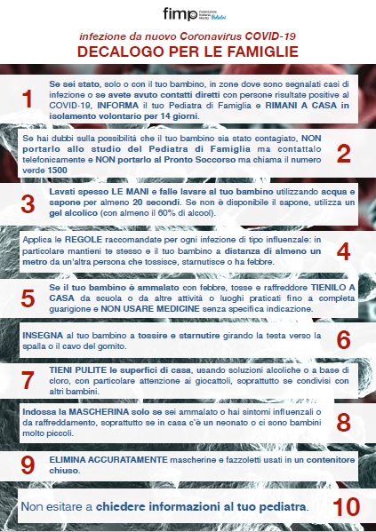 CORONAVIRUS, I PEDIATRI DI FAMIGLIA: PER EVITARE CONTAGI TELEFONATECI PRIMA DI PORTARE I BAMBINI NEI NOSTRI STUDI