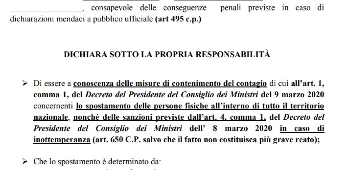 NUOVO MODULO DI AUTODICHIARAZIONE PER GLI SPOSTAMENTI - 