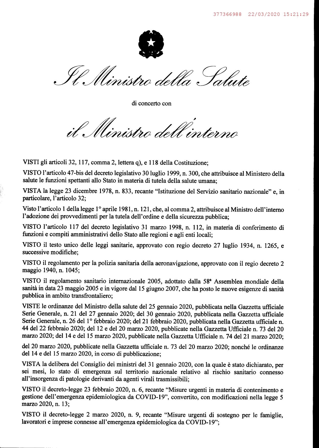 NUOVA ORDINANZA: NON SI PIÙ USCIRE DAL COMUNE IN CUI CI SI TROVA ADESSO