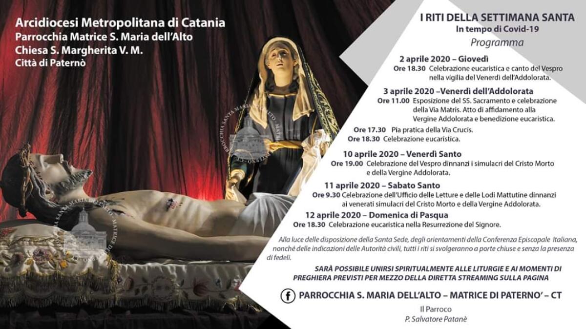 CORONAVIRUS, NIENTE PROCESSIONI: COSÌ CAMBIANO A PATERNÒ I RITI DELLA SETTIMANA SANTA - 