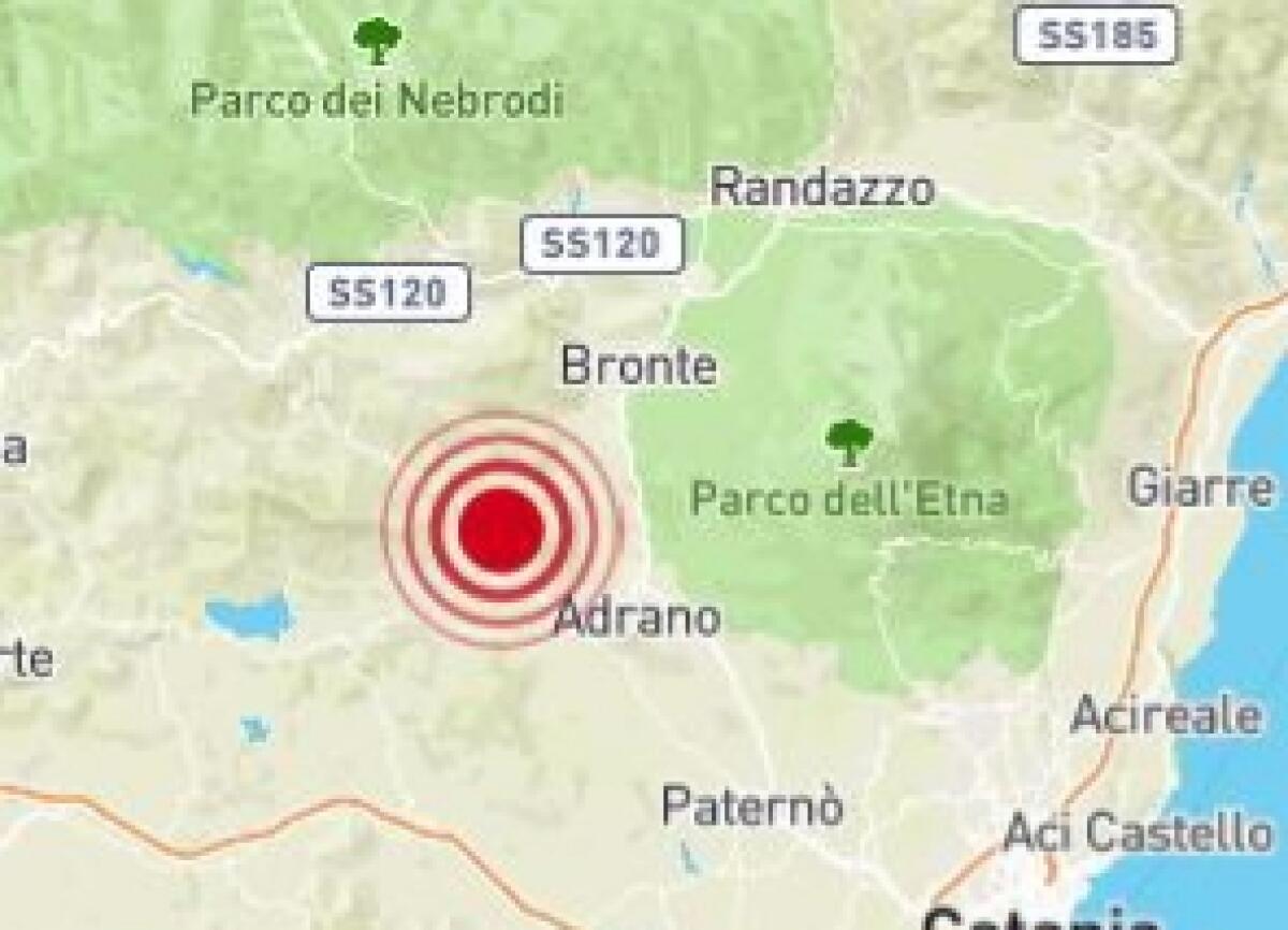 SCOSSA DI TERREMOTO DI MAGNITUDO 3.2 IERI SERA, CON EPICENTRO ADRANO - 