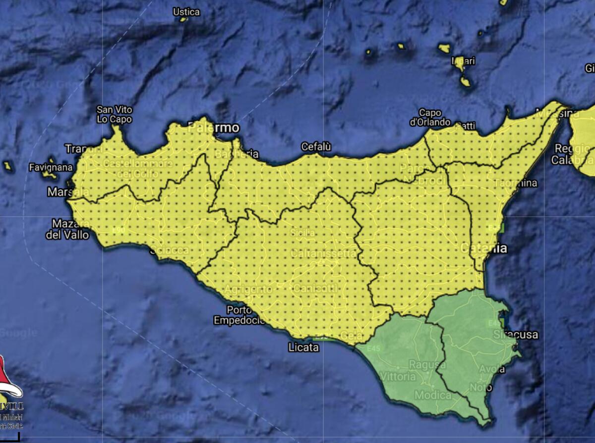 SICILIA, MALTEMPO, VENTO E CALO TERMICO VENERDÌ, DIRAMATA ALLERTA GIALLA - 
