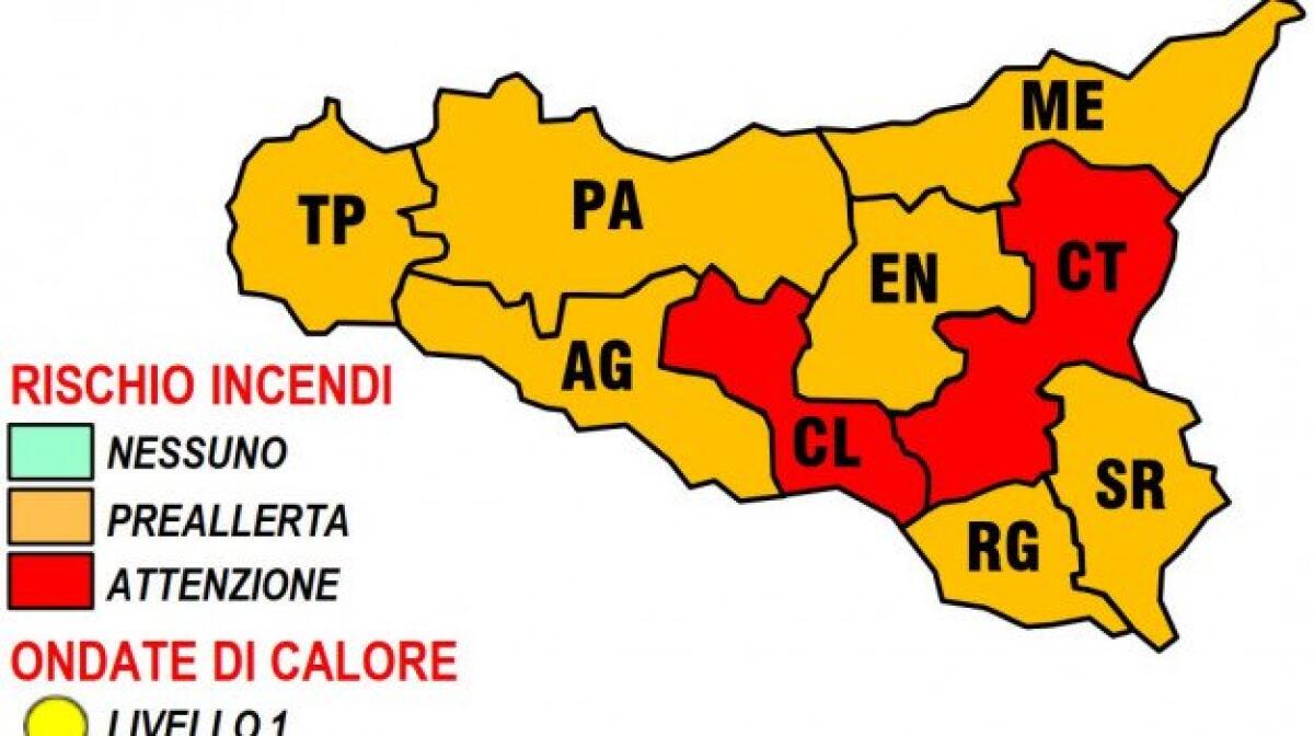 RISCHIO INCENDI IN SICILIA DOMANI: ALLERTA ROSSA A CATANIA E CALTANISSETTA - 
