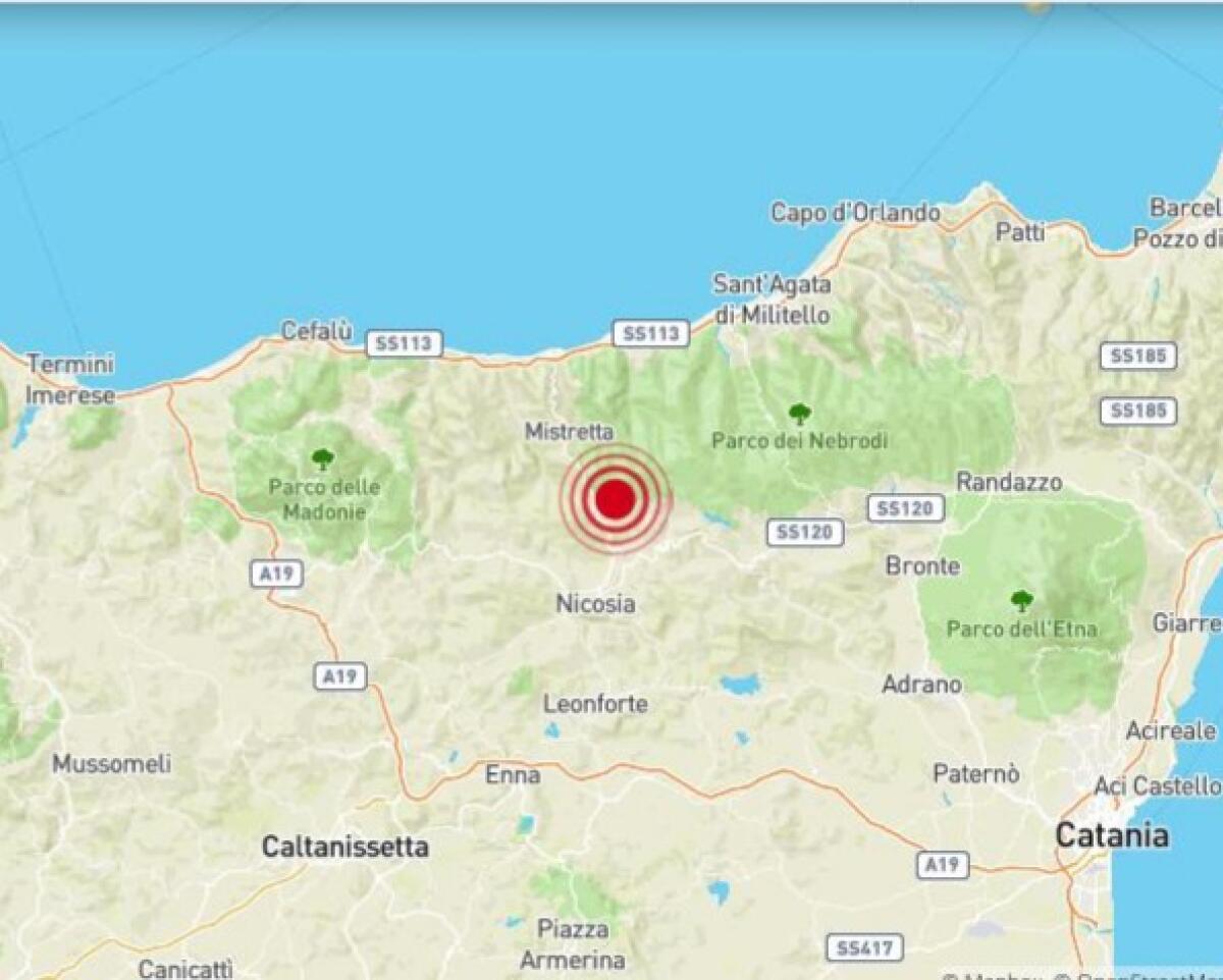 TERREMOTO A MESSINA, SCOSSA DI MAGNITUDO 3.3  AVVERTITA FINO A ENNA ALLE ORE 12.16 - 