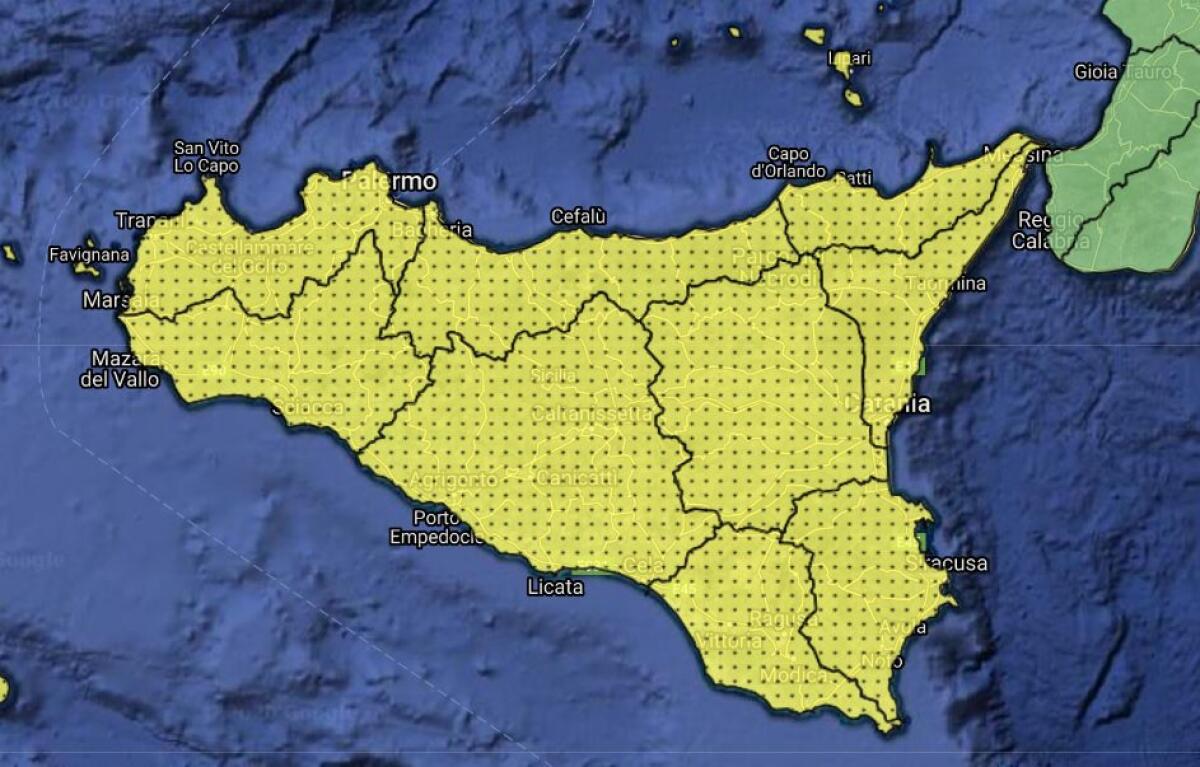 PROTEZIONE CIVILE, ALLERTA METEO GIALLA DOMANI - 
