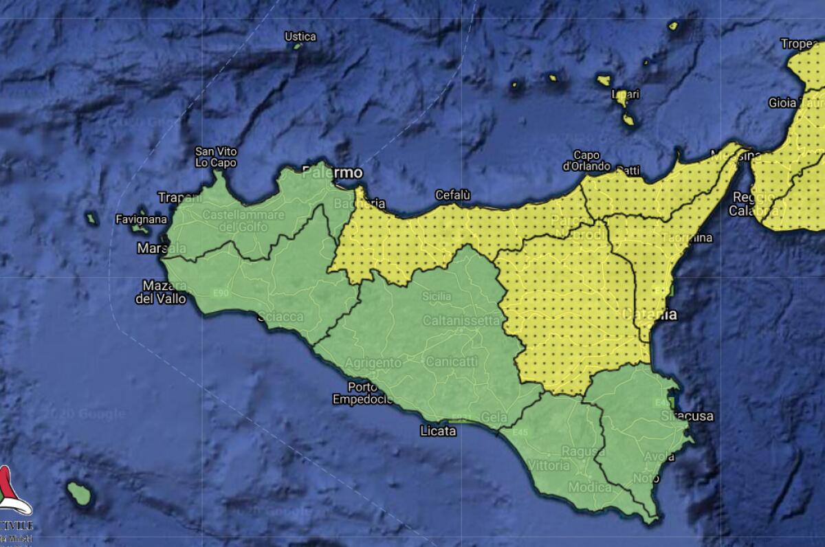 LA PROTEZIONE CIVILE DIRAMA ALLERTA GIALLA SULLA SICILIA CENTRO ORIENTALE PER LA GIORNATA DI DOMANI - 