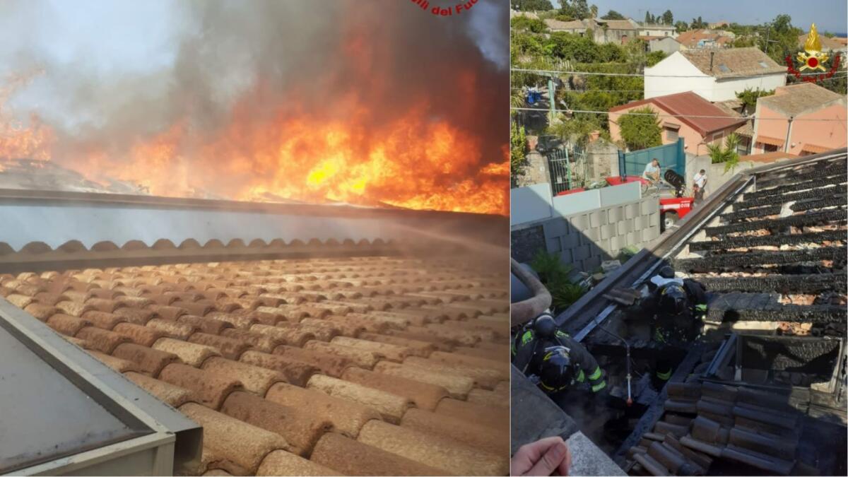 SANTA TECLA, PAURA PER UN INCENDIO DIVAMPATO SUL TETTO DI UNA VILLETTA - 