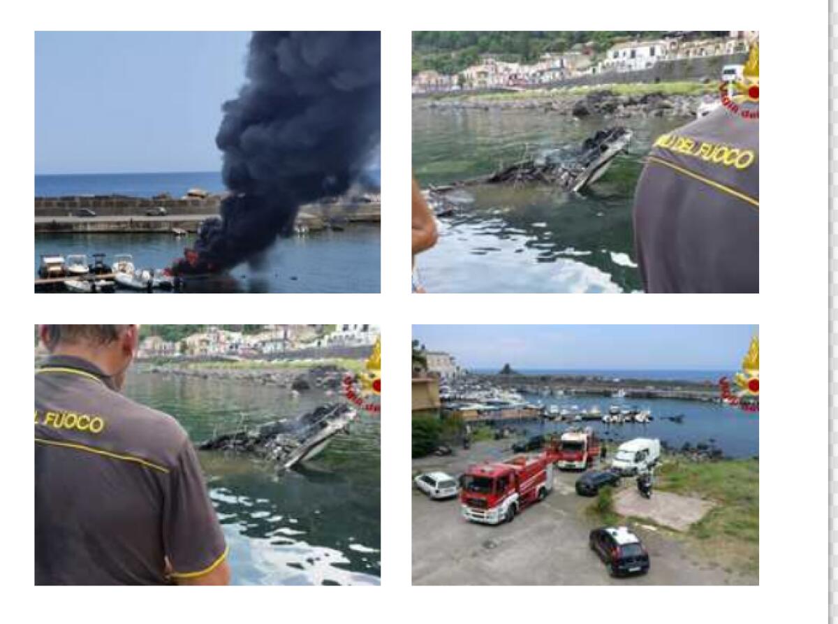 INCENDIO DI IMBARCAZIONI A S. MARIA LA SCALA , DUE FERITI, UNO CON GRAVI USTIONI - 