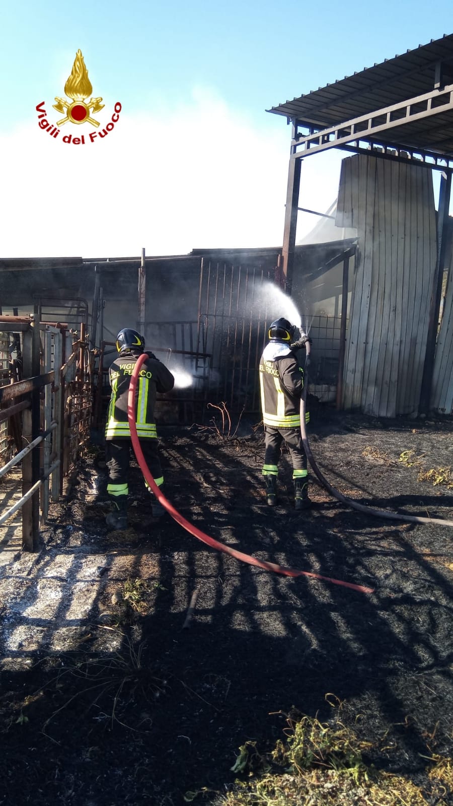 PATERNÒ, VASTO INCENDIO ALL'INTERNO DI UN FIENILE