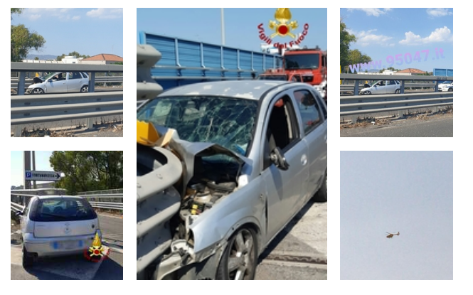AUTO CONTRO GUARD RAIL SULL'ASSE DEI SERVIZI DI CATANIA, 3 FERITI UNO GRAVE CON CODICE ROSSO