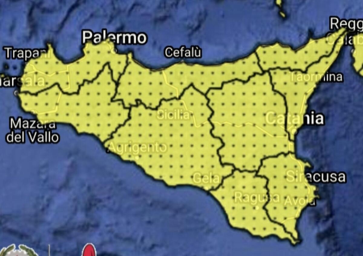 MALTEMPO IN SICILIA, ALLERTA GIALLA DELLA PROTEZIONE CIVILE PER DOMANI - 