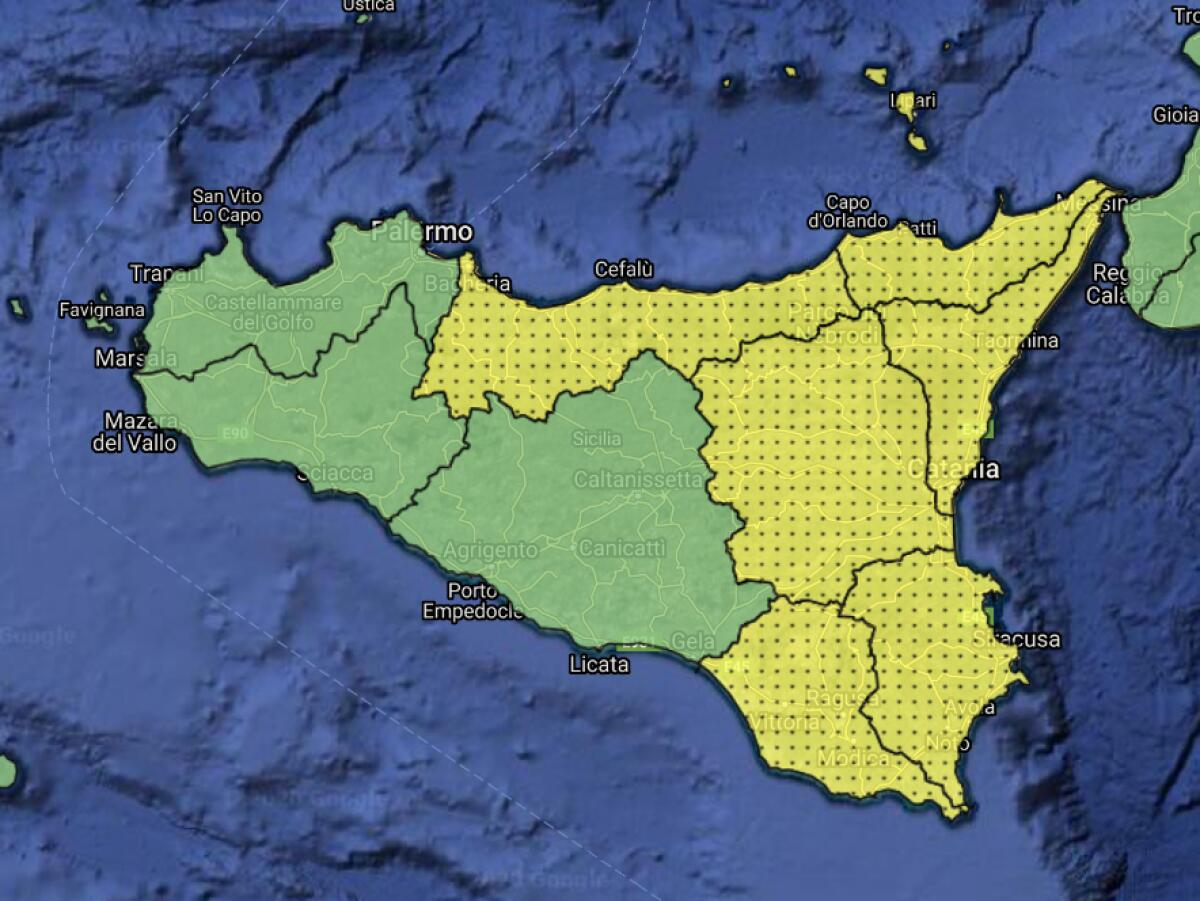 ALLERTA GIALLA PER DOMANI SULLA SICILIA ORIENTALE - 