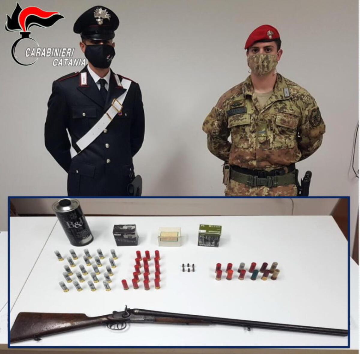 MINEO.  IN CASA FUCILE, CARTUCCE E POLVERE DA SPARO: ARRESTATI. - 