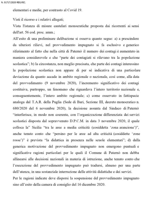 PATERNO': IL SINDACO CONVOCA I DIRIGENTI SCOLASTICI