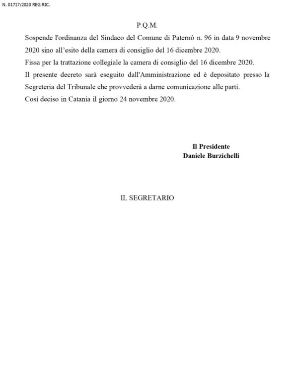 PATERNO': IL SINDACO CONVOCA I DIRIGENTI SCOLASTICI
